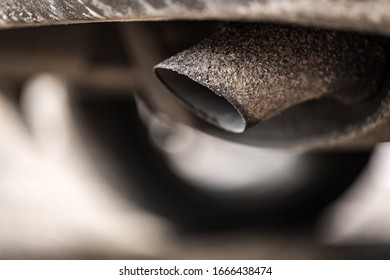 Old Car Exhaust Pipe Close-up