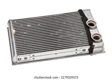 Old Car Heater Radiator Isolated On White Background