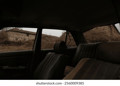 old car interior with background 