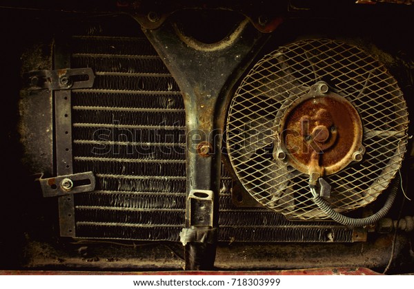 Old Car Radiator and\
radiator fan