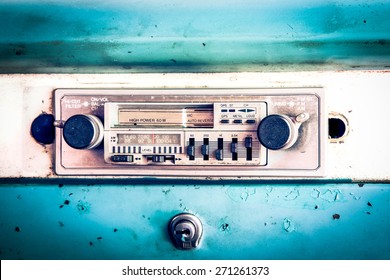 Old Car Radio In Vintage Car