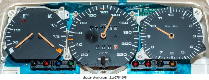 Old Car Speedometer,odometer. Speed Indicator Background.Roration Engine Speed Arrow.Banner.