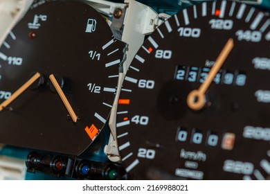 Old Car Speedometer,odometer. Speed Indicator Background.Roration Engine Speed Arrow.