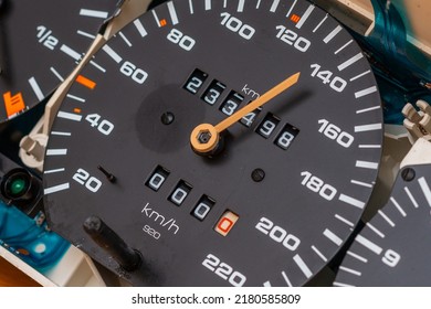 Old Car Speedometer,odometer. Speed Indicator Background.Roration Engine Speed Arrow.