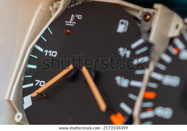 Old car speedometer,odometer. Speed\
indicator background.Roration engine speed\
arrow.