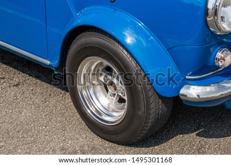 Old car tires and wheels