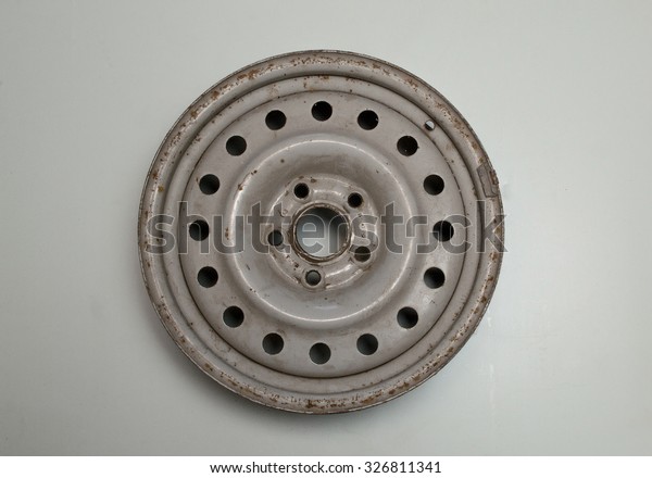 old car wheels on\
isolated background