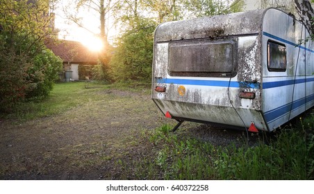 Old Caravan At Sunset