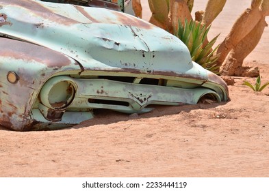 Old Cars in Desert of Solitaire Namibia Africa