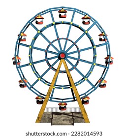 old cartoon ferris wheel on the white background 3d-rendering