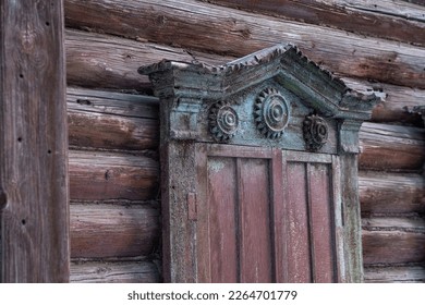 Old carved window frames. High quality photo