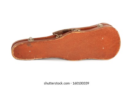 Old case with the violin isolated on a white background