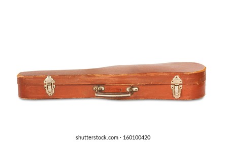 Old case with the violin isolated on a white background