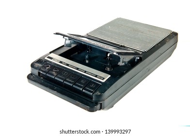 Old Cassette Tape Player And Recorder  On A White Background.