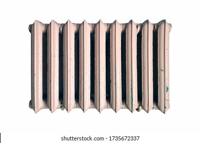 Old Cast Iron Radiator Isolated On White Background. An Old Cast Iron Radiator.