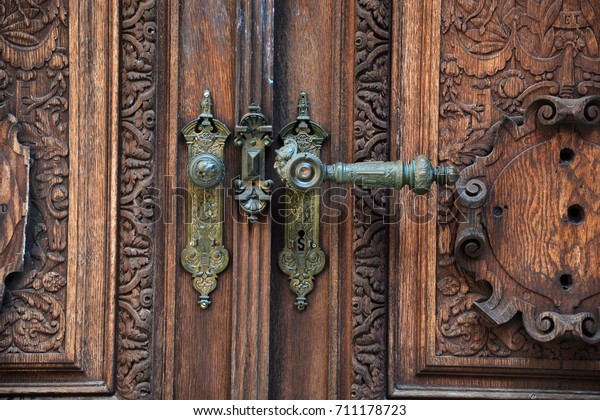 Old Castle Door Beautiful Iron Handle Stock Photo (Edit Now) 711178723