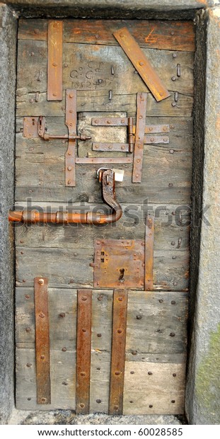 Old Castle Door Covered Iron Reinforcement Stock Photo Edit Now