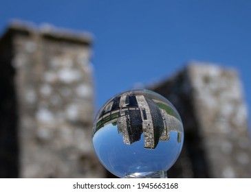 Old Castle Drawbridge Reflected Upside Down In A Crystal Ball