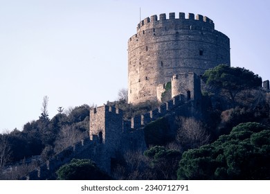 old castle tower along the bosphorus straight, istanbul turkiye