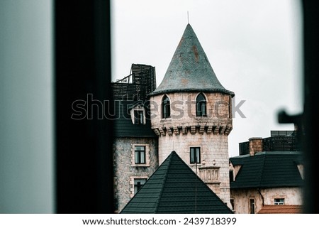 Old castle from window view at MERCURE DANANG FRENCH VILLAGE BANA HILLS, Vietnam [[stock_photo]] © 