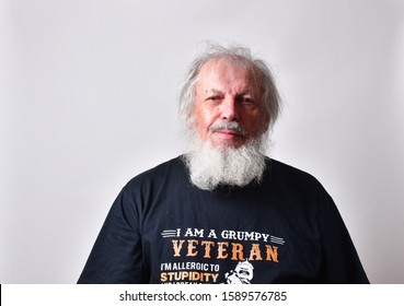 Old Caucasian Male Veteran Thinking Food Stamps Don't Taste So Bad.
