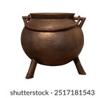 old cauldron kettle on white, isolated