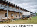 The old cavalry barracks at Fort Laramie National Historic Site, Trading Post, Diplomatic Site, and Military Installation in Wyoming, USA