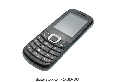 Old Cell Phone Isolated On A White Background, With Clipping Path, Large Depth Of Field 