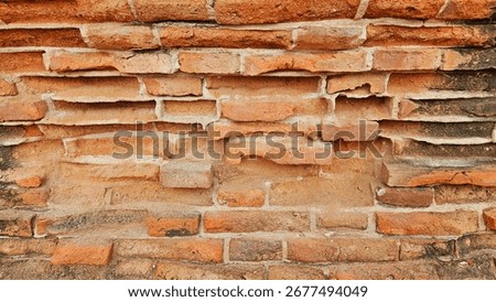 Old cement and brick wall background for decoration on rustic, old school, vinatge and architecture concept.