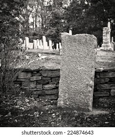 Old Cemetary In Fall In Black And White