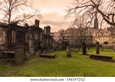 Old cemetery in Edinburgh, Scotland, UK