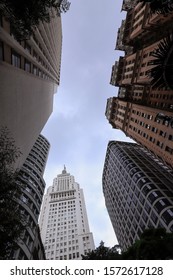 Old Center Of Sao Paulo, Brazil With The Two Most Traditional Buildings In The City,  Martinelli (brown) And Altino Arantes (white)