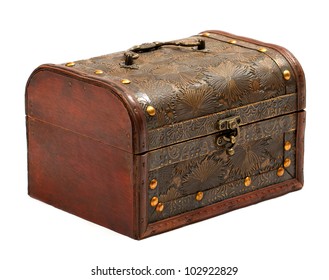 Old chest isolated on white background