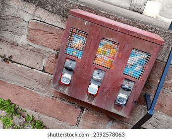 Old chewing gum machine. Memory of childhood.