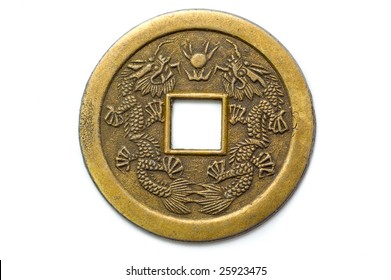Old Chinese Feng Shui Lucky Coin For Good Fortune And Success.