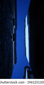 The Old Chinese Village Night View With The Narrow Lane And The Stars Full Of The Sky