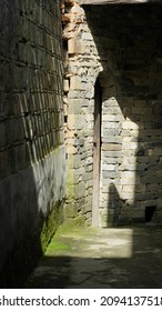 The Old Chinese Village View With The Sunlight And Shadow On The Brick Wall