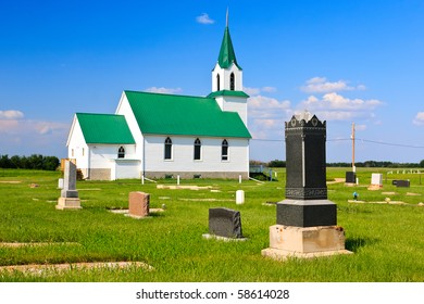 Old Church On The Rural Prairies West Of Saskatoon, Canada.