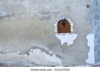 Old Church Window With Cross.