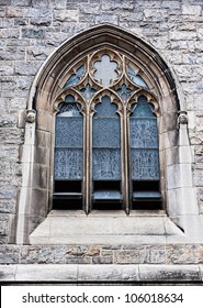 An Old Church Window Showing Much Detail And Texture