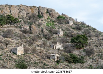 Old churches of Palaia Chora in Aegina island, Greece - Shutterstock ID 2236753617