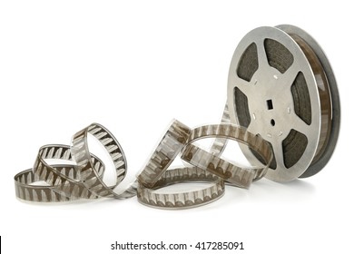 Old cinefilm isolated on white