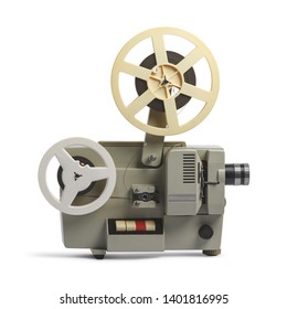 Old Cinema Projector Isolated On White Background