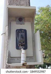 Old Circuit Breaker On The Electric Pole.