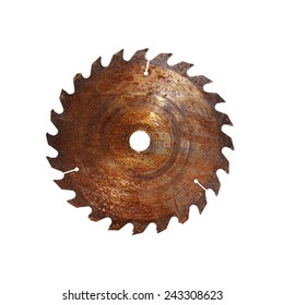 Old Circular Saw Blade Isolated On White 