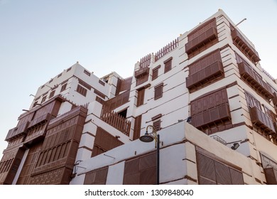 Old City In Jeddah, Saudi Arabia Known As Historical Jeddah. Ancient Building In UNESCO World Heritage Historical Village Al Balad.Saudi Arabia 