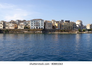 Old City View in Corfu Town Harbor. Corfu island.