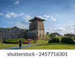 Old city wall at Hwaseong Fortress in summer, Traditional Architecture of Korea at Suwon, South Korea.