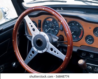 Old Classic British Vintage Sports Car Dashboard