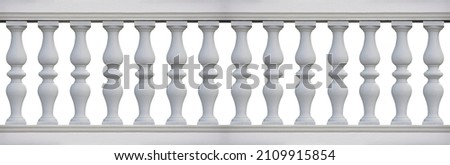 Old classic concrete italian balustrade - seamless pattern concept image on white backgroud for easy selection useful for renderings.